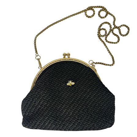 Uretti - Öznur 7392 6657 El Örgüsü Makrome İp Şık Abiye Omuz Çantası / 26 cm x 20 cm