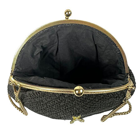 Uretti - Öznur 7392 6657 El Örgüsü Makrome İp Şık Abiye Omuz Çantası / 26 cm x 20 cm