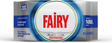 Fairy Platinum Antibakteriyel Yüzey Temizlik Havlusu 100 Yaprak | Beyaz Sirke &amp; Karbonat | 48 Saat Temizlik Etkili | İz Bırakmayan Formül