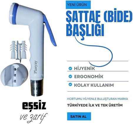 Plastik Mandallı Şattaf Taharet Matik Başlık Tekne Yat Karavan Otel İçin İdeal Ürün (Gri)