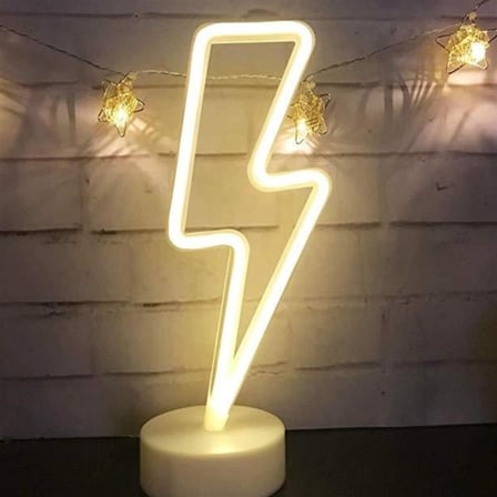 Dekoratif Şimşek Şeklinde Pilli Neon Led Lamba Süs Masa Lambası (2)
