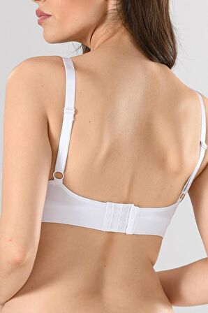 Miss Fit Kadın V Yaka Emzirme Sütyeni Beyaz Örme Seamless Dikişsiz Soft Basic 11036