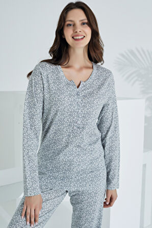 Etoile %100 Pamuk Uzun Kol Kadın Pijama Takımı