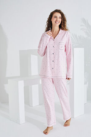 Etoile %100 Pamuk Uzun Kol Önden Düğmeli Kadın Pijama Takımı