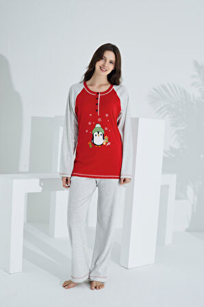 Etoile Pamuklu Kadın Pijama Takımı Kırmızı