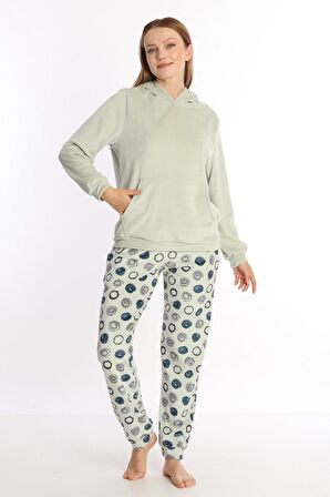 Etoile Soft Kanguru Cepli Kapşonlu Kadife Kadın Eşofman Takımı