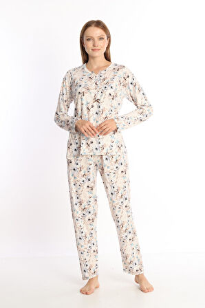 Etoile %100 Pamuk Uzun Kol Kadın Pijama Takımı
