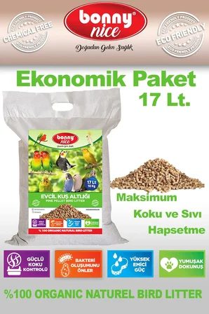 Bonny Nice Kuş Kumu Kanarya Muhabbet Papağan Bülbül Kafes Altlığı 10 Kg 17 Lt (1 Adet)