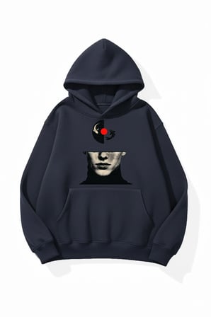 Unisex Yumuşak Dokulu Mind Ying Yang Baskılı Tasarım Oversize 3 İplik Hoodie Sweatshirt
