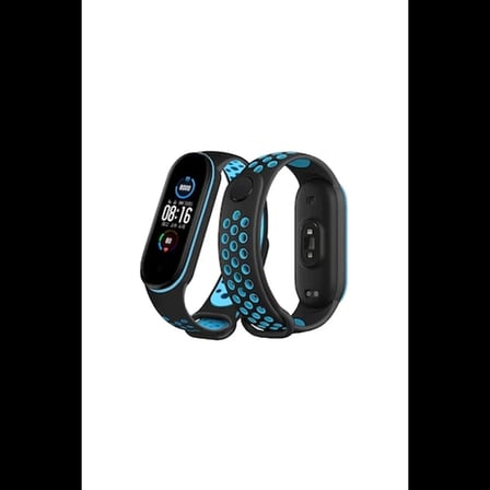 Xiaomi Mi Band 6 Spor Delikli Kordon - Siyah-Mavi