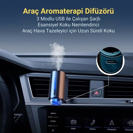 200mAH Şarjlı Zaman Ayarlı Otomatik 3 Kokulu Aroma Difüzörü Araç Kokusu Oda Kokusu Sensörlü Led Işıklı