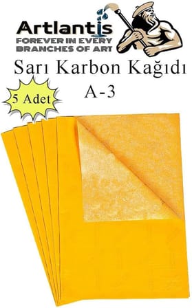 Karbon Kağıdı A3 5 Adet 29,7x42 cm Renkli Karbon Kağıdı Kopya Kağıdı Transfer Kağıdı Sarı