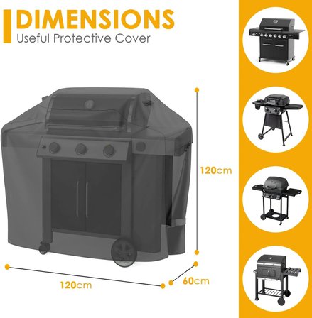 BBQ Mangal Örtüsü, Gazlı, Kömürlü Grill Koruma Brandası, Su geçirmez, Outdoor Dış Mekan Barbekü Mangal Kılıfı - 120-60-120 cm