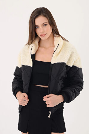 Kadın Kapitone Şişme Mont - Ekru