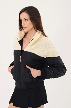 Kadın Kapitone Şişme Mont - Ekru