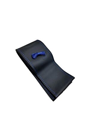 Universal Dikmeli Direksiyon Kılıfı Mavi Ipli 37-39cm Çap-10cm Kalınlık