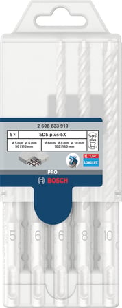 Bosch Professional Accessories Sds Plus-5 x: Set 5 Uds: 5, 6, 6, 8, 10 (5)