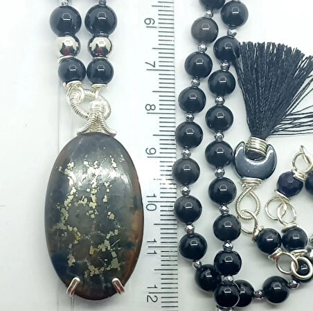 2230 Septarian Obsidyen el yapımı kolye