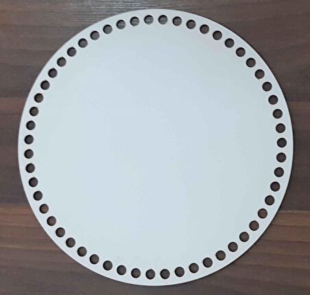 Ahşap, Beyaz 25 Cm Çapında Plaka