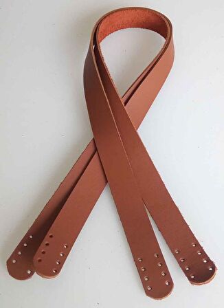 Sütlü Kahve Renk Gerçek Deri 70X2.3 Cm Çift Sap