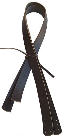 Siyah  renk gerçek deri 70x2.3 cm çift  sap