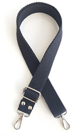 Siyah Pamuklu kolon ayarlamalı çanta sapı