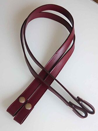 Bordo renkli, çıtçıtlı çanta sapı