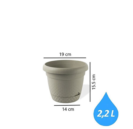 Omnipazar KRS-342 Dekoratif İnci Bitki Çiçek Saksı Takımı 2.2 Litre No 2