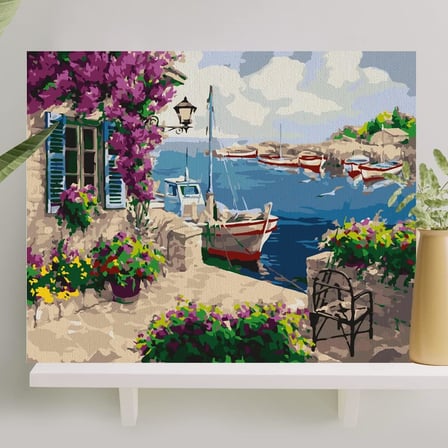 Sayılarla Boyama Tuval Seti Fırça Boya Dahil (Çıtalı) 40x50 CM - Mor Sümbül