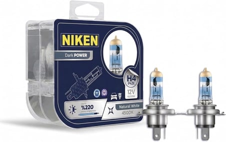 H4%220 Daha Parlak, 4500K Doğal Beyaz Işık, 12V 55W Trafiğe Çıkış Onaylı Dark Power Standart Far Uyumu, 2'li Paket