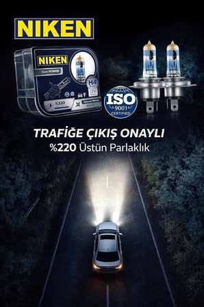 H4%220 Daha Parlak, 4500K Doğal Beyaz Işık, 12V 55W Trafiğe Çıkış Onaylı Dark Power Standart Far Uyumu, 2'li Paket