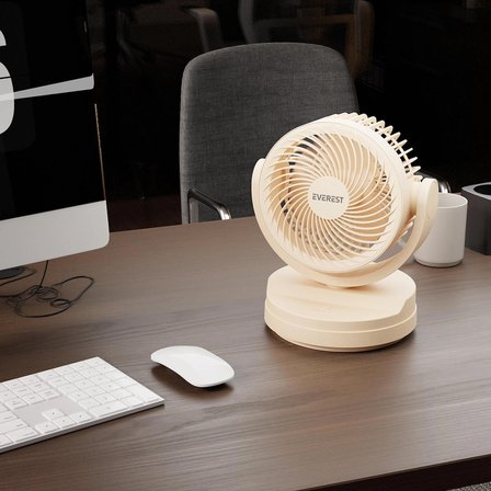Everest Efn-509 Krem- Kahve 7 İnç 3 Kademeli 2100 Rpm Hız Duvar Tıpı Ve Masaüstü Usb Fan vantilatör