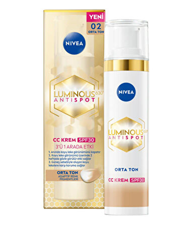 89609 NIVEA Luminous630 Leke Karşıtı CC Krem SPF30 Orta Ton 2 ADET