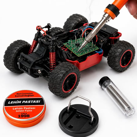 KINETEX 40W Lehim Havya Seti 4'ü 1 Arada, Elektronik Lehimleme Havyası, Lehim Teli, Lehim Pastası ve Havya Standı, Devre Kartı, Kablo Tamiri, Elektronik, Hobi ve DIY Projeleri İçin