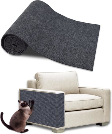 Kendinden Yapışkanlı Kedi Tırmalama Matı, 99 cm x 30 cm Kedi Scratcher Halı, Koltuk Mobilya Duvarı için Kedi Çizilmeye Koruyucular, Çizilmez Mobilya Koruyucu, Kanepe için Çiviler Dahil (Gri,
