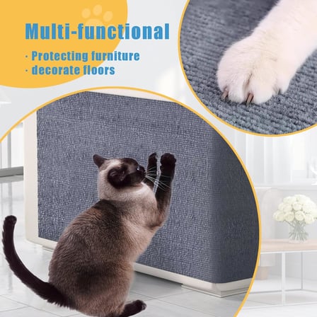 Kendinden Yapışkanlı Kedi Tırmalama Matı, 99 cm x 30 cm Kedi Scratcher Halı, Koltuk Mobilya Duvarı için Kedi Çizilmeye Koruyucular, Çizilmez Mobilya Koruyucu, Kanepe için Çiviler Dahil (Gri,