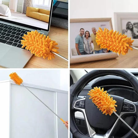 Smartizi® 2 Adet Teleskopik Mikrofiber Toz Alma Püskülü - Uzayıp Kısalabilen Yıkanabilir Pratik Toz Fırçası - Oto ve Ev Temizliği