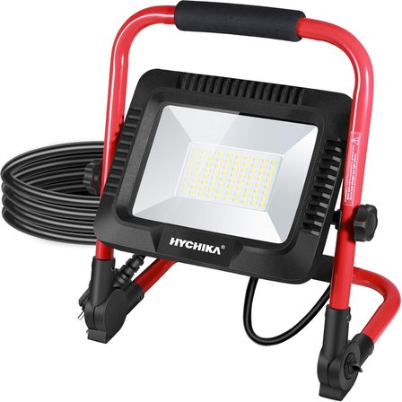 LED şantiye projektörü, 50 W, HYCHIKA LED projektör, 5500 lm, 6500 K, su geçirmez IP65 çalışma lambası, döndürülebilir, 3 m fişli kablo, atölye, şantiye için