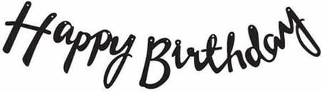 Happy Birthday El Yazısı Kaligrafik Banner Siyah