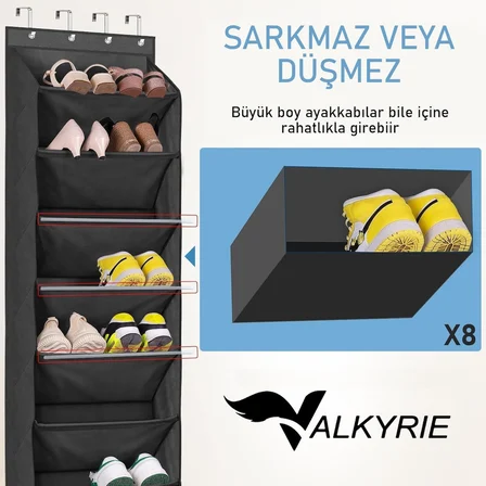 Kapı Arkası Ayakkabılık Organizer 8 Katlı Askılı Dolap İçi Ayakkabı Düzenleyici