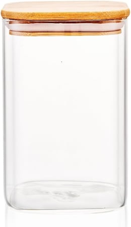 1100ml Sızdırmaz Vakumlu Bambu Kapaklı Borosilikat Cam Kavanoz – Hava Geçirmez &amp; Dayanıklı Gıda Saklama Kabı (10cm x 17cm)