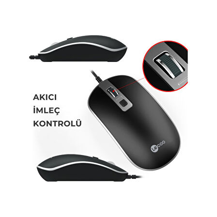 Lecoo MS104 USB Kablolu 1600DPI 4 Tuşlu PC, Mac, Dizüstü Bilgisayar ile Uyumlu Optik Mouse