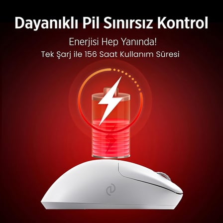 EVNIA Serisi SPK9418 Kablosuz Bluetooth Dual Mod 12000DPI 6 Tuşlu Optik Oyuncu Mouse (Beyaz)