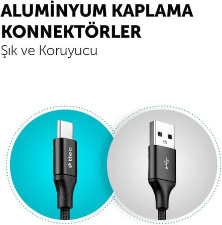 ttec AlumiCable XL USB-A - USB-C Şarj Kablosu 2mt.