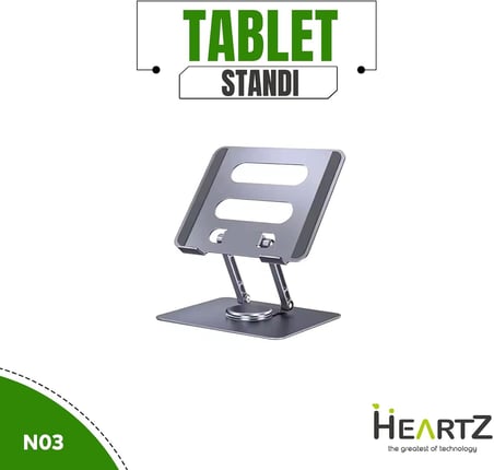360 DERECE SONSUZ POZİSYONDA DÖNEBİLEN KATLANABİLİR METAL ALAŞIMLI YÜKSEKLİK VE AÇI AYARLI KAYDIRMAZ TELEFON VE TABLET STANDI (TABLET STANDI N03)