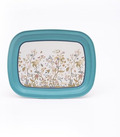 -Ee171-9f Botanica Blue Desenli Oval Tepsi 24x31 Cm (Botanica Blue)