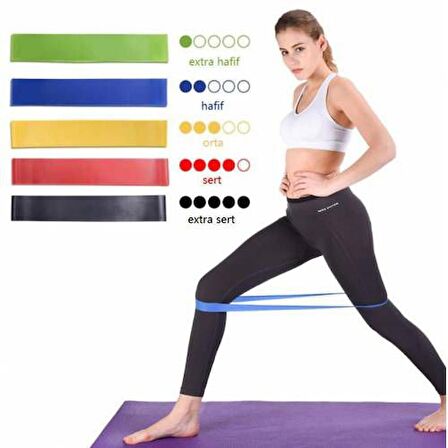 Clifton Pilates Direnç Lastiği Aerobik Yoga Gym Egzersiz Bandı Spor Seti Plates 5'li Bant Seti 