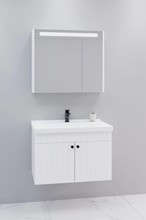 Avien 80 Cm Banyo Dolabı Npl Led Aynalı - Boy Dolap Hariç