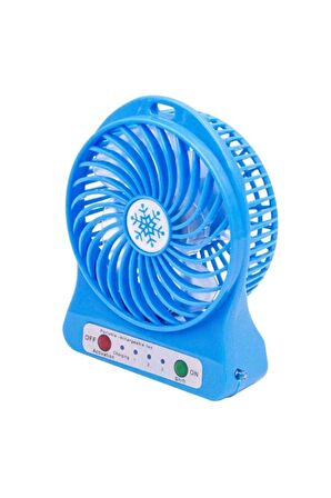 Masa Üstü Şarjlı Mini Vantilatör 3 Kademeli Usb Mini Fan Mavi