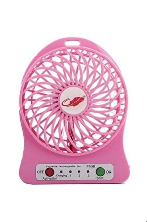 Masa Üstü Şarjlı Mini Vantilatör 3 Kademeli Usb Mini Fan Pembe